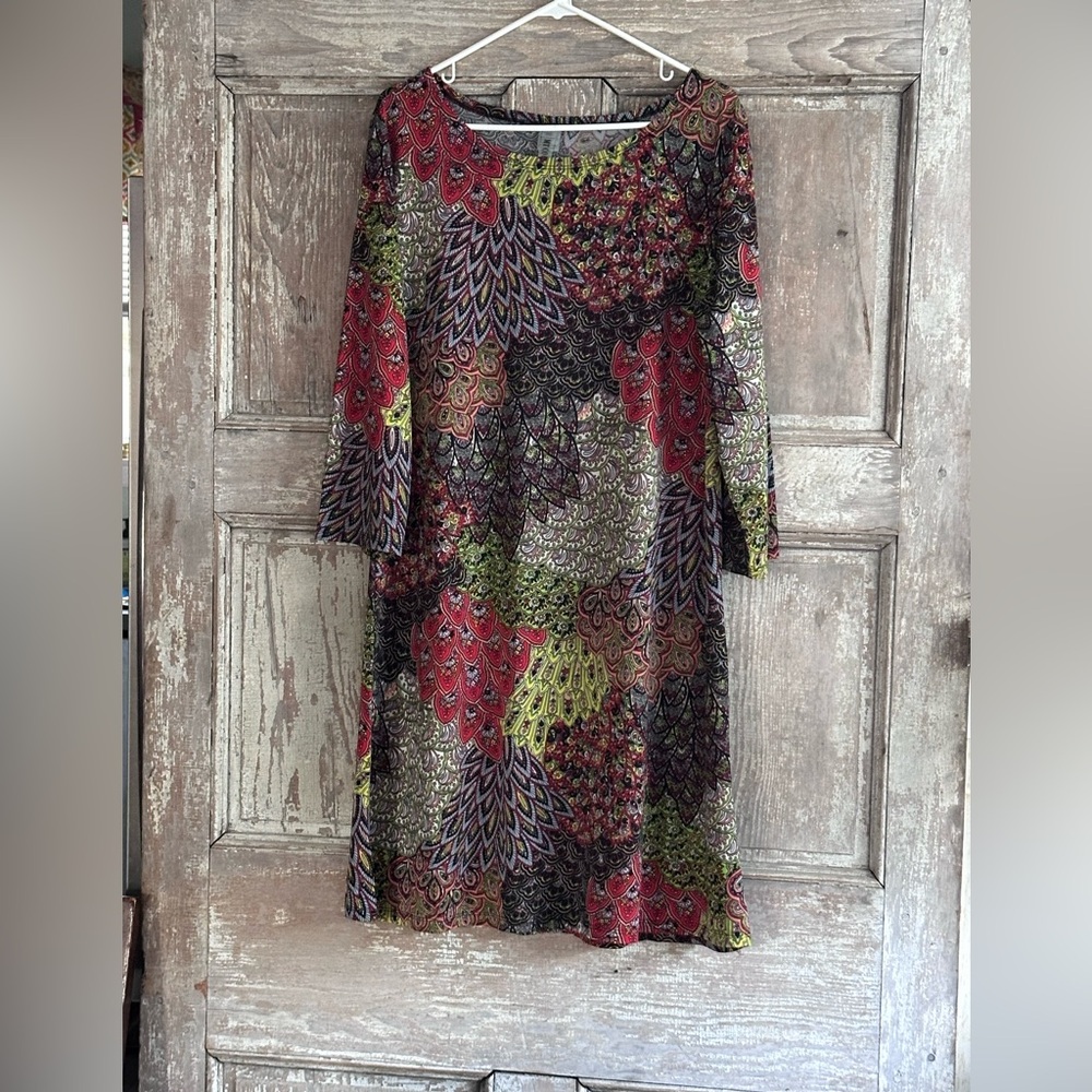 Vibrant Long Sleeve Patterned Dress